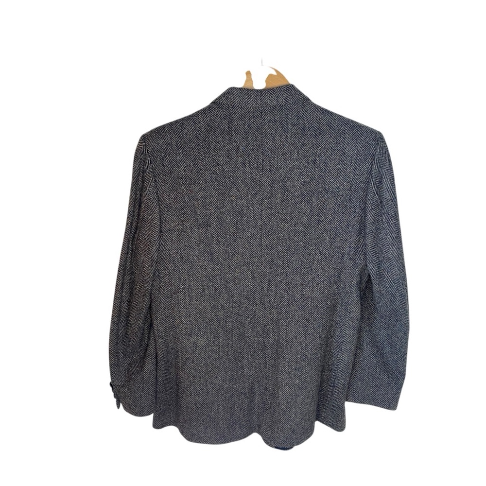 Jos. A. Bank Charcoal Herringbone Tweed Blazer Classic Academia Women's Size 12 - Picture 3 of 7